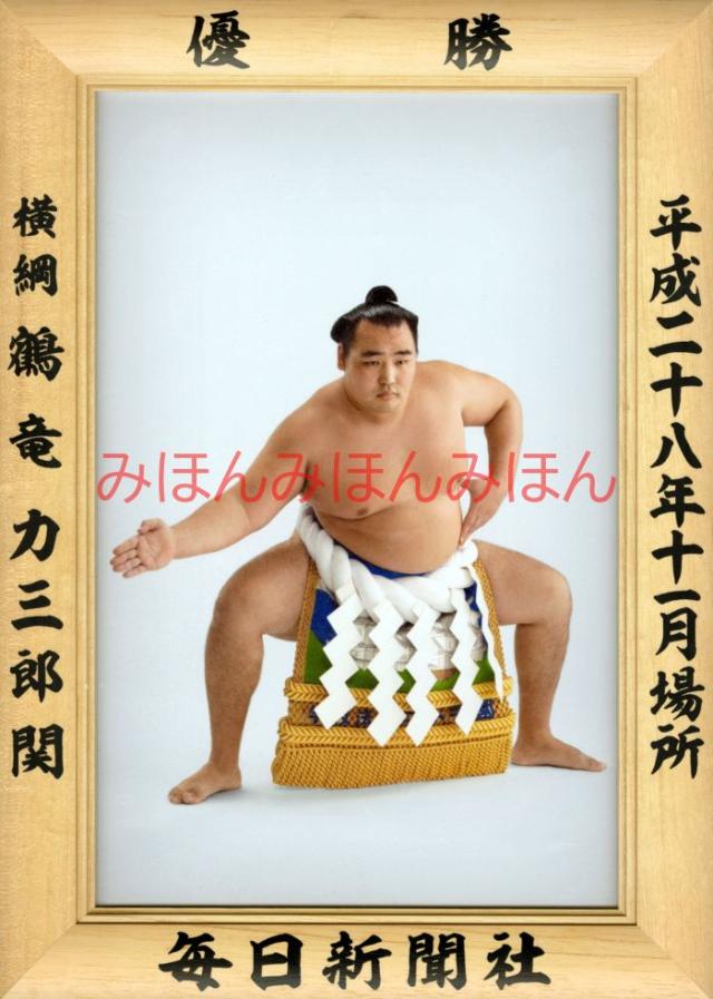 鶴竜力三郎関　優勝ミニ額 大相撲ミニ額 大相撲優勝額　平成２８（２０１６）年１１月場所 優勝 横綱 鶴竜力三郎関（３回目の優勝）