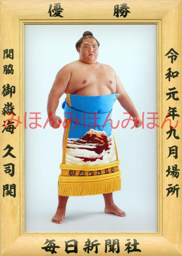 御嶽海久司関　優勝ミニ額 大相撲ミニ額 大相撲優勝額　令和元（２０１９）年９月場所 優勝 関脇 御嶽海久司関（２回目の優勝）