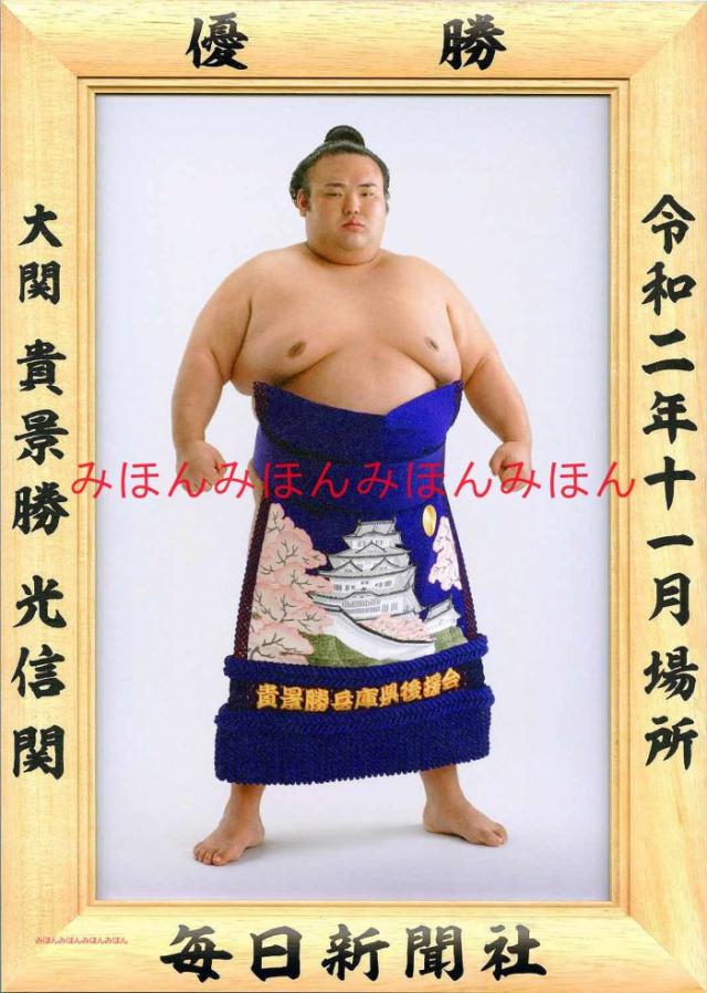 貴景勝光信関　優勝ミニ額 大相撲ミニ額 大相撲優勝額　令和２（２０２０）年１１月場所 優勝 大関 貴景勝光信関（２回目の優勝）