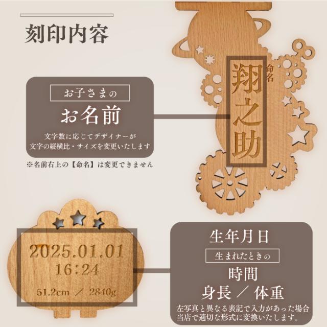 名入れギフト 名前札 命名書 命名札 命名 オブジェ 立札 立て札 木札 日本製 男の子 女の子 赤ちゃん 名前 生年月日 おしゃれ かわいい インテリア 孫 両親 オーダーメイド 出産祝い 記念品 メモリアル テンセグリティ_4