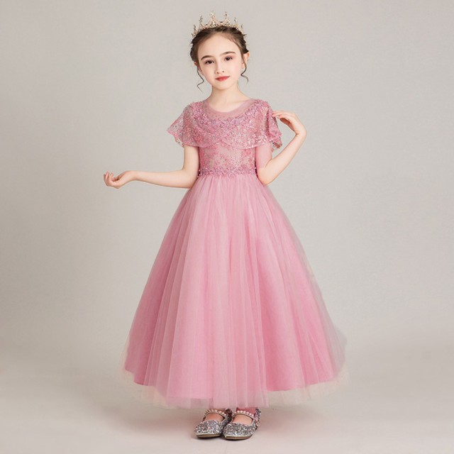 ピンク】【130センチ】 ドレス 子供 ピアノ 発表会 通販 女の子 ロング