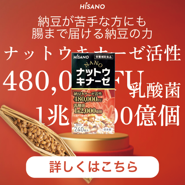 ★送料無料★ HISANO NANOナットウキナーゼ240粒ナットウキナーゼ活性480,000FU 健康補助食品 （333mg×240粒）約80日分 【日本製】_1
