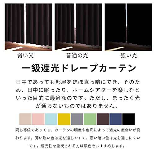 Hansleep カーテン 1級遮光 4枚セット 幅100cm丈220cm スカイブルー