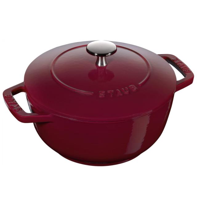 【日本正規品】STAUB ストウブ Wa−NABE Ｍ 18cm ボルドー 40502-280 送料無料 両手鍋 ギフト 結婚祝い 無水調理 カレー プレゼント