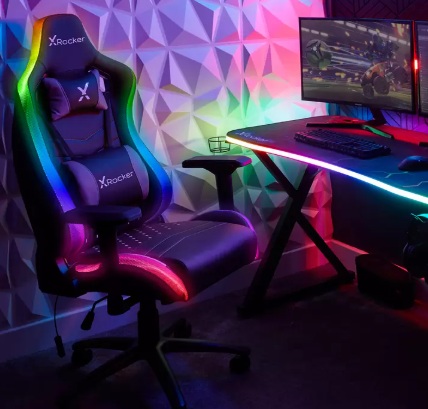X Rocker オバール RGB オフィスゲーミングチェア 快適設計 LED ヘッドレスト ランバーサポート付 調整 リクライニング Office Gaming Chair_3