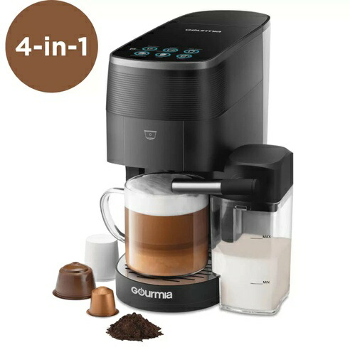 GOURMIA COFFEE MACHINE 4-in-1 マルチカプセル対応 コーヒーメーカー DOLCE GUSTO NESPRESSO KEURIG GROUND ミルクタンク付 お手入れ簡単