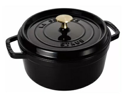シャイニーブラック【22cm】ストウブ ラウンドココット Staub 保温 料理 鍋 ふっくら おいしく ガス直火 オーブン IH