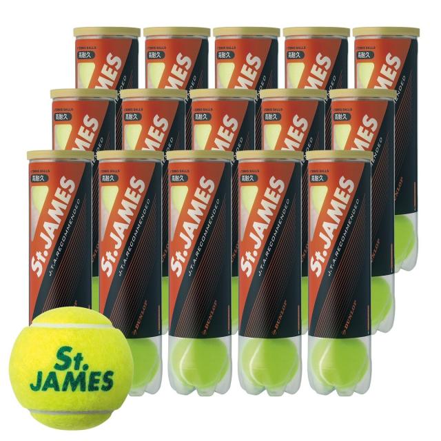 ダンロップ セントジェームス テニスボール 15缶/60ボール入り Dunlop St. James Tennis Balls 15 can/60 balls