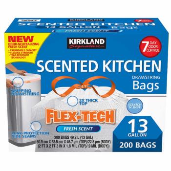 【200枚入】 ひも付きゴミ袋 香り付き 49L x 200枚 カークランドシグネチャー  Kirkland Signature Scented Kitchen Trash Bag 49L x 200 sheet ゴミ袋 ごみ ゴミ出し ラク 簡単 大容量 家庭 施設 会社 4,135円