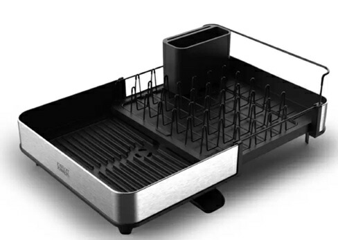 Joseph Joseph ステンレス水切りラック 拡張式 食器 格納 排水 グラス ボウル 水切り まな板  スマート シンク 高級感