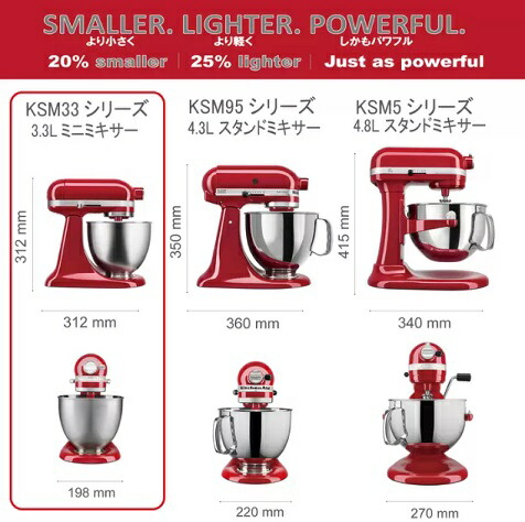 キッチンエイド アルチザン ミニ スタンドミキサー 3.3L パッションレッド KitchenAid Artisan Mini Stand Mixer 3.3L Passion Red ミキサー 調理器具 料理 電動ミキサー 世界シェアNo.1ブランド 速度調節 ケーキ ホイップ クリーム メレンゲ パン 生地 うどん ビスケット マ