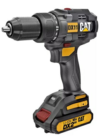 CATERPILLAR 18V ドリルドライバーセット バッテリー2個 充電式 収納ケース 日曜大工 組み立て 組立 DIY 金属 木材 穴 ネジ ボルト 締め付け_1