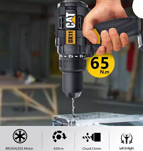 CATERPILLAR 18V ドリルドライバーセット バッテリー2個 充電式 収納ケース 日曜大工 組み立て 組立 DIY 金属 木材 穴 ネジ ボルト 締め付け_3