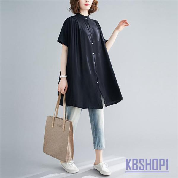 チュニック シャツワンピース ロングシャツ レディース 半袖 春 夏 チュニックシャツ 大きいサイズ 無地 おしゃれ ロングワンピー  Aライの通販はau PAY マーケット Cottonkiss store au PAY マーケット－通販サイト