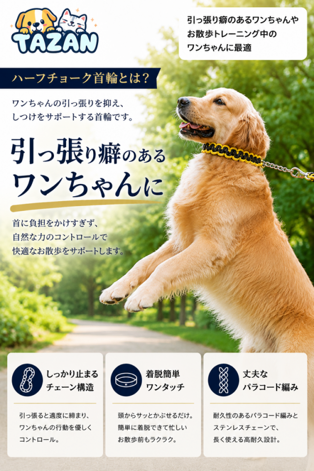 犬 首輪 ハーフチョーク パラコード 大型犬 中型犬 小型犬 しつけ