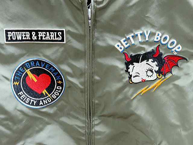 Betty Boop X THE BRAVE MAN　サテン×ナイロンツイル リバーシブルスカジャン×MA-1　ベティ