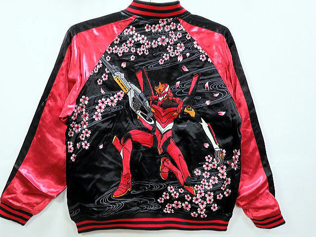 エヴァンゲリオン Ｘ 錦コラボ　桜流水弐号機　総刺繍リバーシブルMA-1スカジャン　EVANGELION X NISHIKI