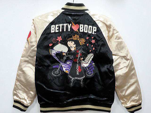 Betty Boop×Low Blow Knuckle スカジャン ピンク×黒