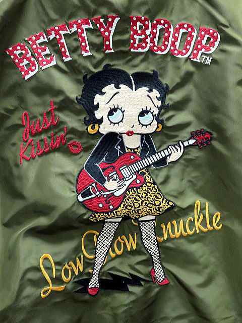 Betty Boop×Low Blow Knuckle スカジャン ピンク×黒