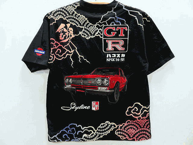 NISSAN × NISHIKI　KPGC10型ハコスカ 雷雲半袖Ｔシャツ　日産×錦 skyline GT-R