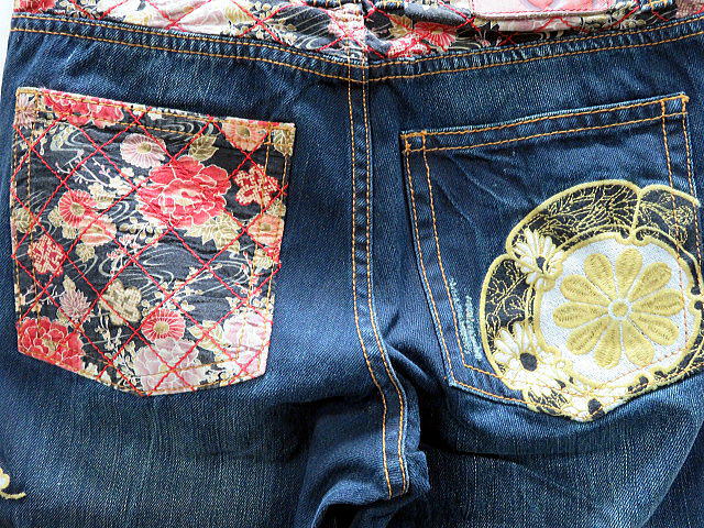 錦　和柄　亀甲家紋刺繍　ヴィンテージ加工デニム　NISHIKI 錦 和柄 亀甲家紋刺繍 ヴィンテージ加工デニム NISHIKI