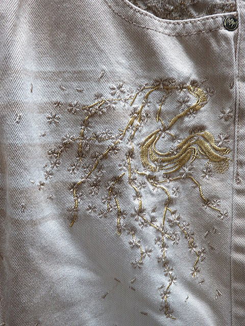 錦和柄デニム(桜刺繍) 錦 禅 ZEN ジーンズ デニム 刺繍 手書き 桜 鬼神 W30