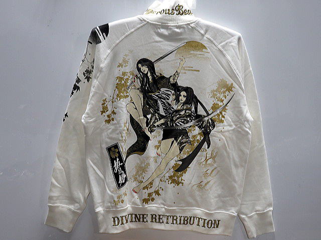 カラクリ魂　和柄　抜刀娘 二人娘　フルZIPトレーナー　KARAKURI