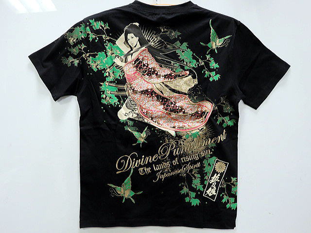 カラクリ魂  和柄  抜刀娘　半袖Ｔシャツ　穂乃花　金襴刺繍　KARAKURI  絡繰魂