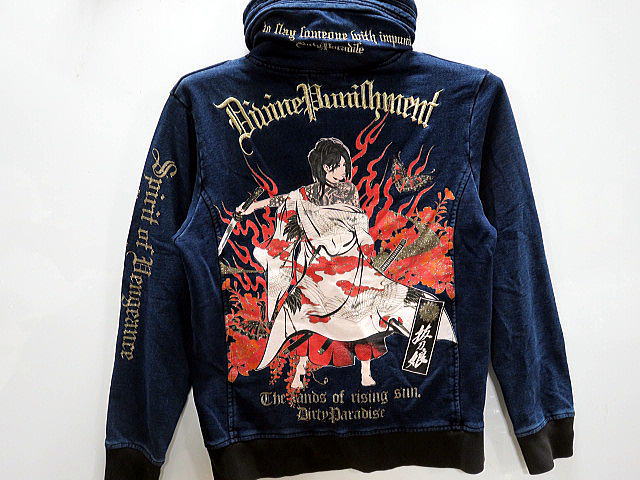 ハウンドドック様 フォロー割絡繰魂 抜刀娘/大きいサイズ4L 和柄 ボタンシャツ 抜刀娘 バットウムスメ 絡繰魂 和柄 ロングTシャツ ロンT 長袖 結愛 く