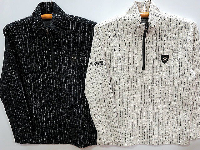 BE AMBITION   百合ワッペン＆ロゴ刺繍　 長袖ジップポロシャツ 　ビーアンビション