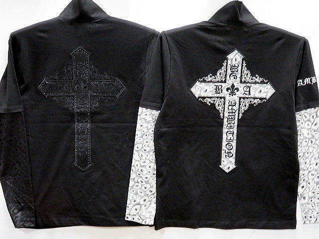 BE AMBITION   クロス レオパード柄レイヤード　長袖　ZIPポロシャツ 　ビーアンビション