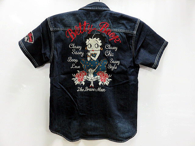 Betty Boop X THE BRAVE MAN　半袖 デニムシャツ　ベティ