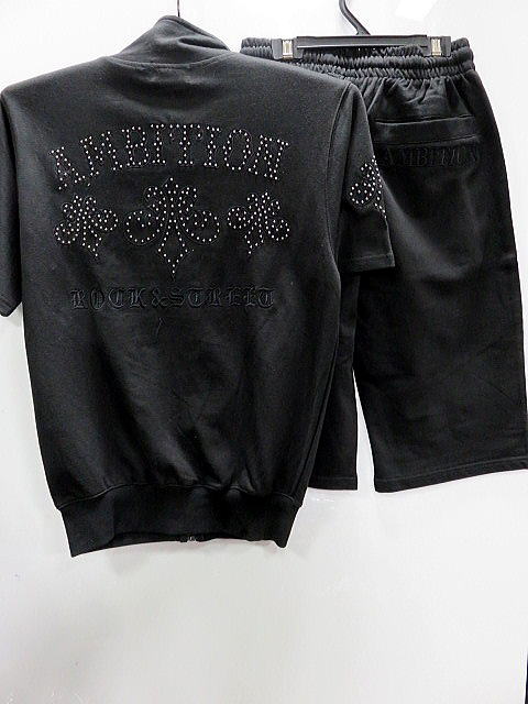 BE AMBITION 半袖ハーフパンツ上下セット　百合＆ロゴスタッズ　ビーアンビション