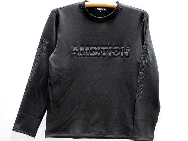 BE AMBITION   ロゴエンボス＆ラバープリント　クルーネック　長袖Tシャツ 　ビーアンビション