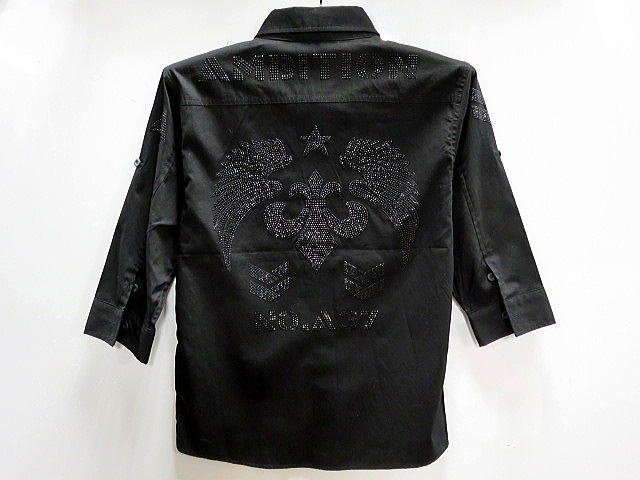 Be Ambition　５分袖シャツ  百合＆ウイング　ラインストーン　ビーアンビション