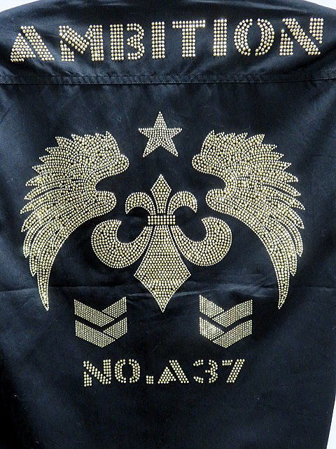 Be Ambition　５分袖シャツ  百合＆ウイング　ラインストーン　ビーアンビション Be Ambition 5分袖シャツ 百合＆ウイング ラインストーン ビー