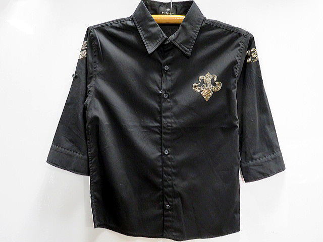 Be Ambition 5分袖シャツ 百合＆ウイング ラインストーン ビー