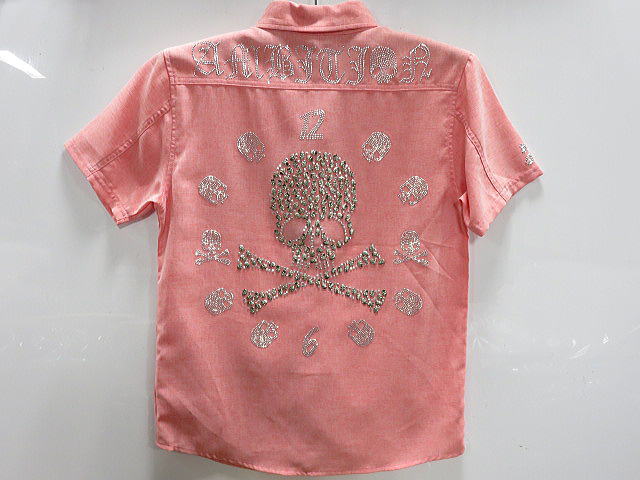 ビーアンビション　半袖シャツ　ラインストーンスカル　Be Ambition