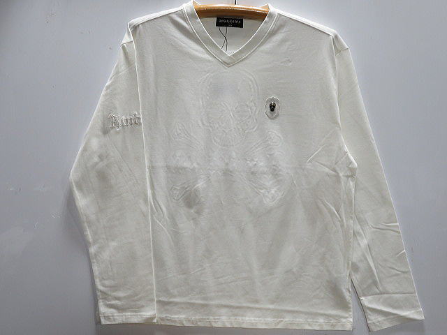 大きいサイズ BE AMBITION   スカル＆ロゴ エンボス加工 長袖Tシャツ 　ビーアンビション_2