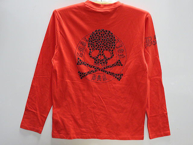 BE AMBITION   スカル＆ロゴストーン 長袖Tシャツ 　ビーアンビション