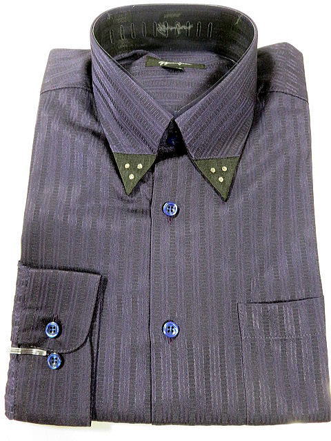 ドレスシャツ  ジャガード　ラインストーン使い