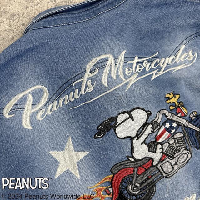 SNOOPY×Flagstaff MOTORCYCLE デニムシャツ　スヌーピー×フラッグスタッフ