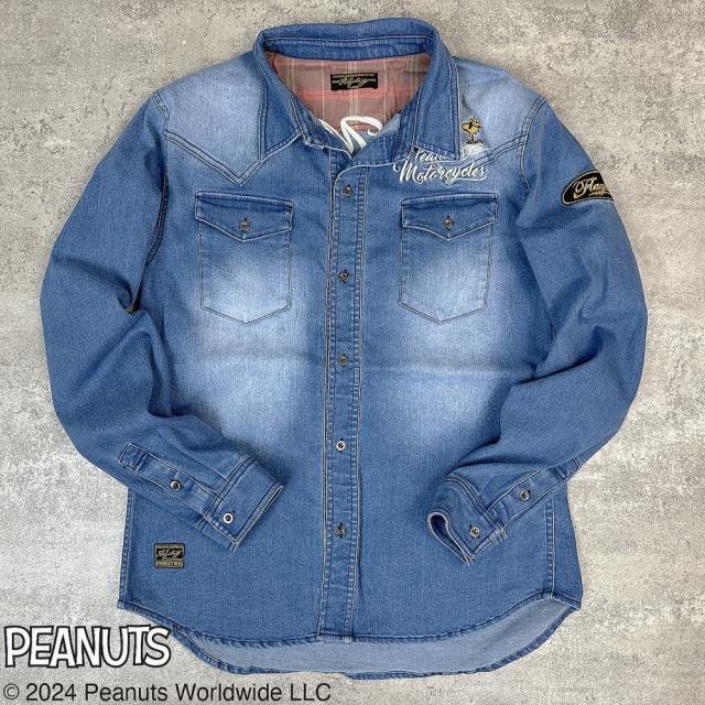 SNOOPY×Flagstaff MOTORCYCLE デニムシャツ　スヌーピー×フラッグスタッフ