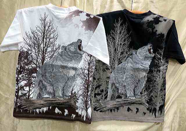 華鳥風月　和柄　半袖Tシャツ　月に熊刺繍の通販は