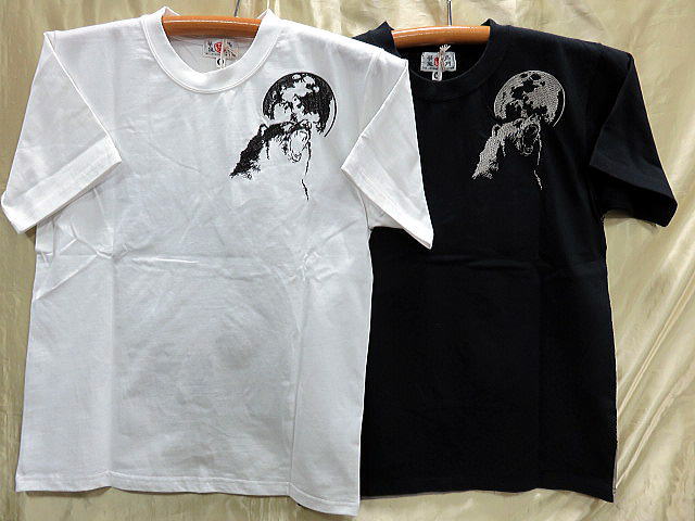 華鳥風月　和柄　半袖Tシャツ　月に熊刺繍_2