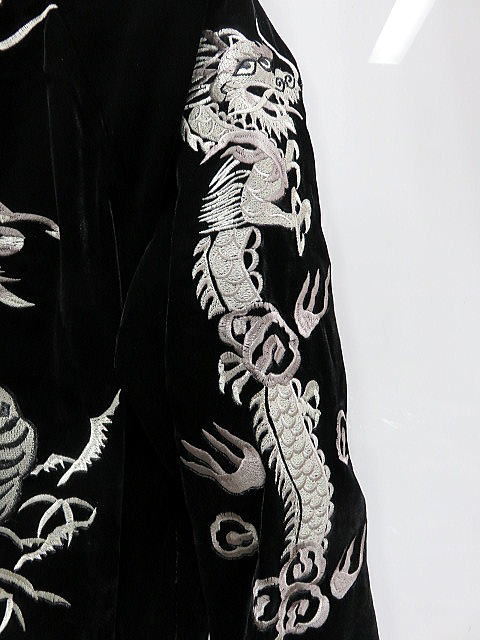 90s 00s スカジャン　日本製　黒別珍　ベロア　龍刺繍　キルティング 朧 別珍 スカジャン 龍虎刺繍 【公式通販】