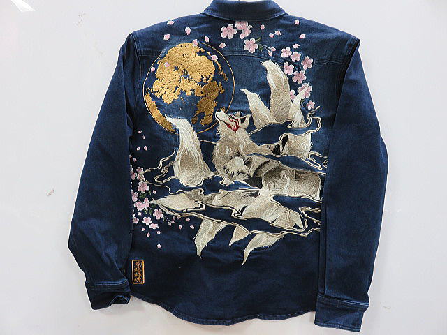 絡繰魂 粋　和柄　九尾　デニムシャツ　カラクリ魂