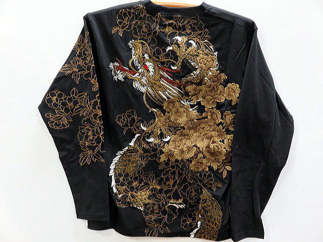 絡繰魂 ・粋  長袖Tシャツ　龍牡丹　カラクリ魂 和柄