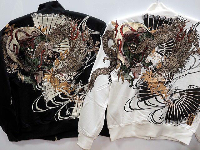 絡繰魂 粋 風雷神vs龍刺繍 FULL ZIP トレーナー カラクリ魂粋