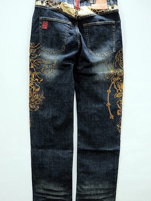 絡繰魂 デニムパンツ 和柄 風神雷神刺繍 カラクリ魂の通販はau PAY